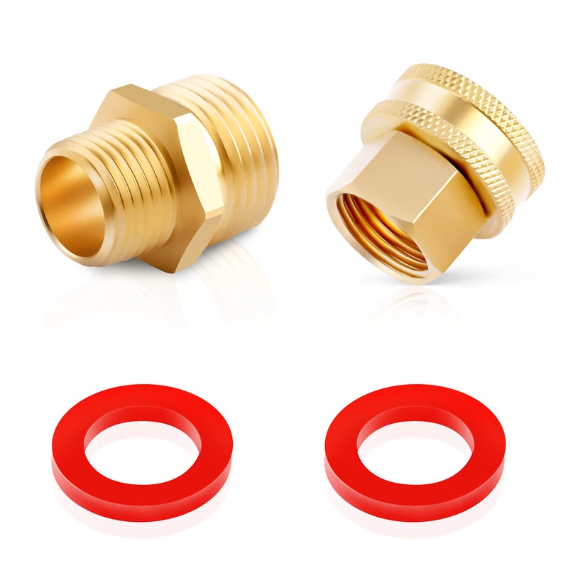 Litorange (2 Pack Lead-Free Metal Brass Garden Hose Threaded 3/4"" GHT to 1/2"" NPT Fitting Connect  Green Thumb Quick Swivel Connector Adapter  Double Male and Female Thread GHT 3/4"" x 1/2"" NPT Pipe - Image 1